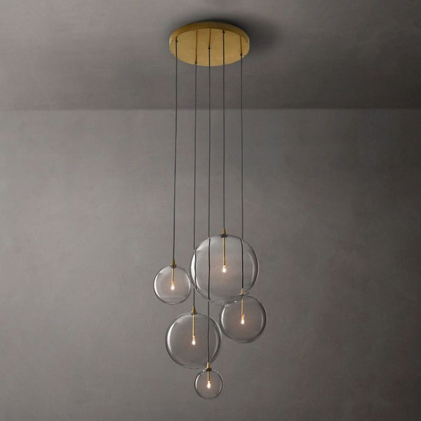 Glass Globe Mobile Cluster Chandelier 28"