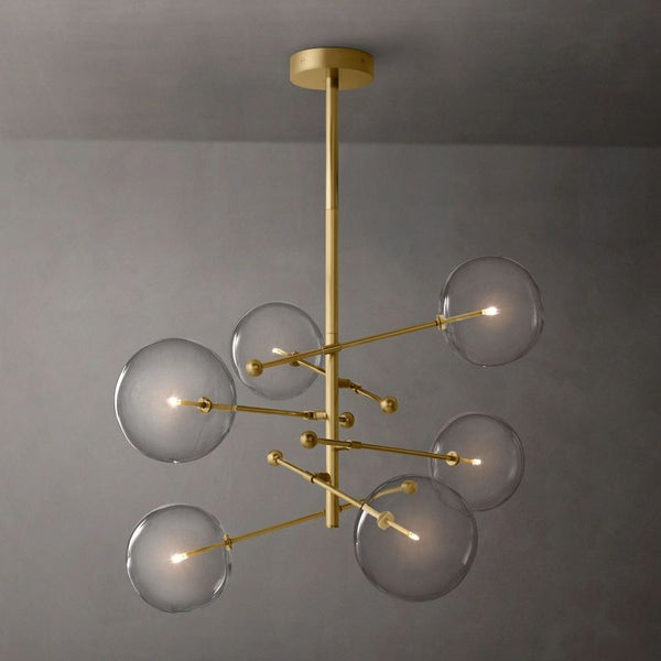 Glass Globe Mobile Six-Arm Chandelier 55"