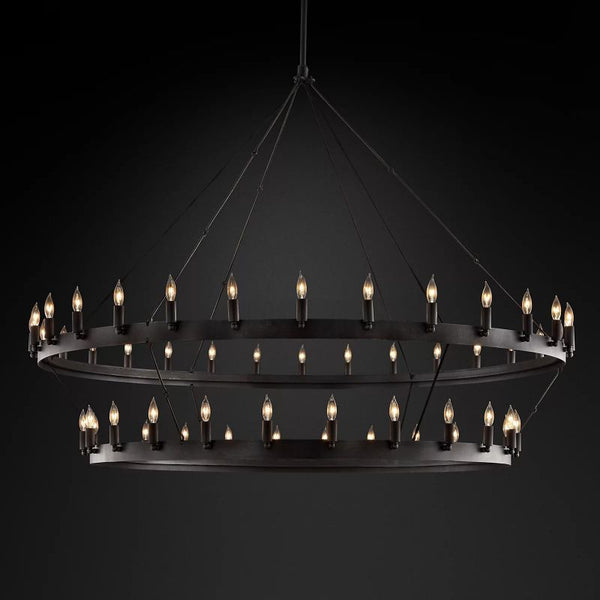 Camino Rustic Vintage Candelabra 2-Tier Round Chandelier