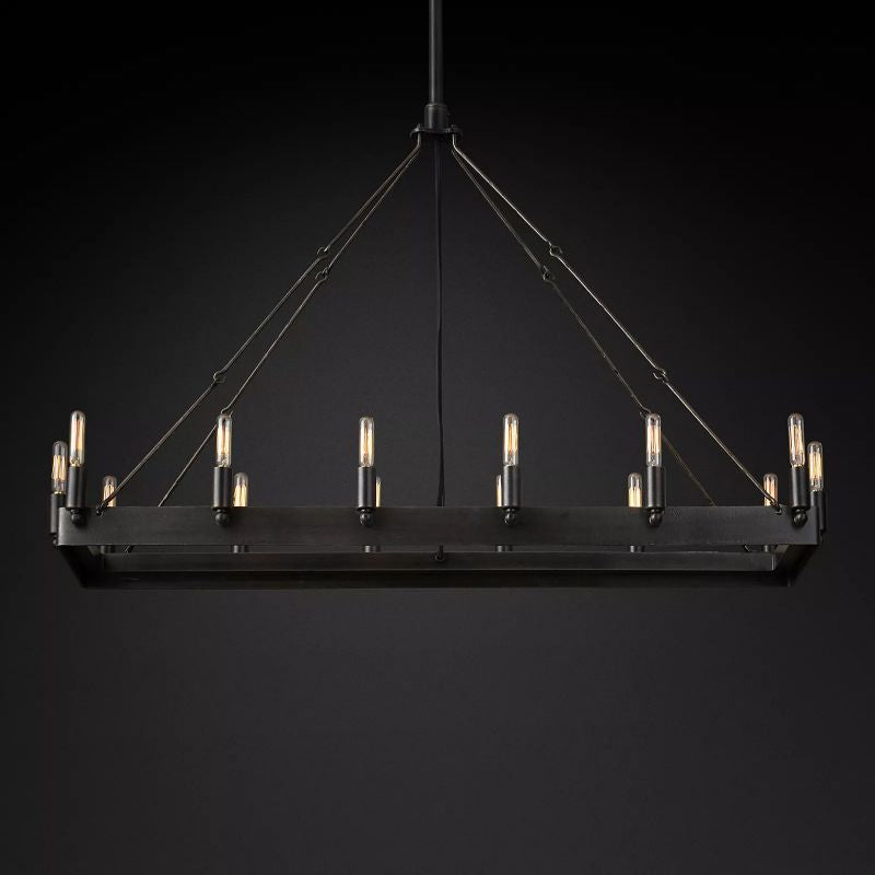 Rustic Filament Camino Vintage Filament Rectangular Rustic Chandelier – Hilamps