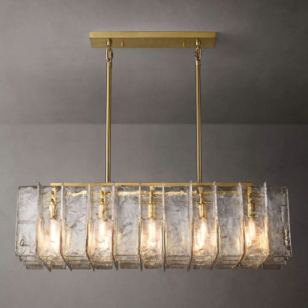 Lattice Clear Glass Rectangular Chandelier 49"