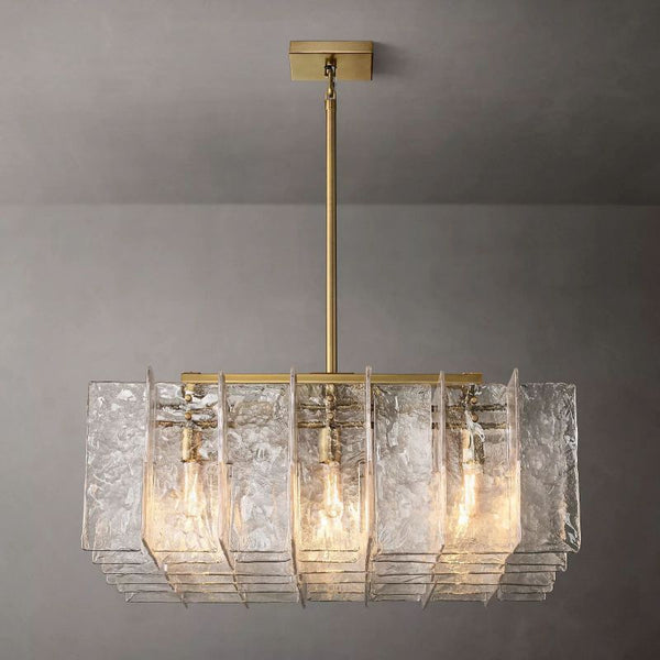 Lattice Clear Glass Square Chandelier 37"