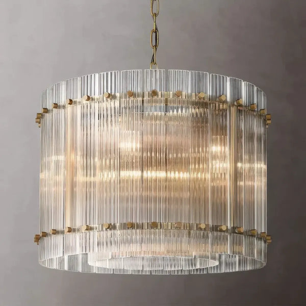 San Marco Stripe Glass Shade Round Chandelier