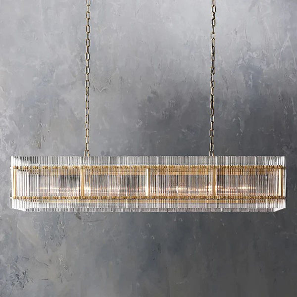San Marco Stripe Glass Shade Rectangular Chandelier